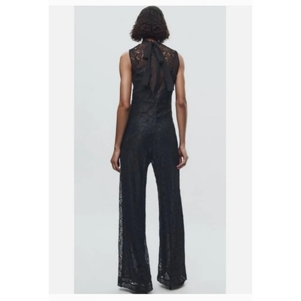 Zara Lace Jumpsuit Wide Black Size XS